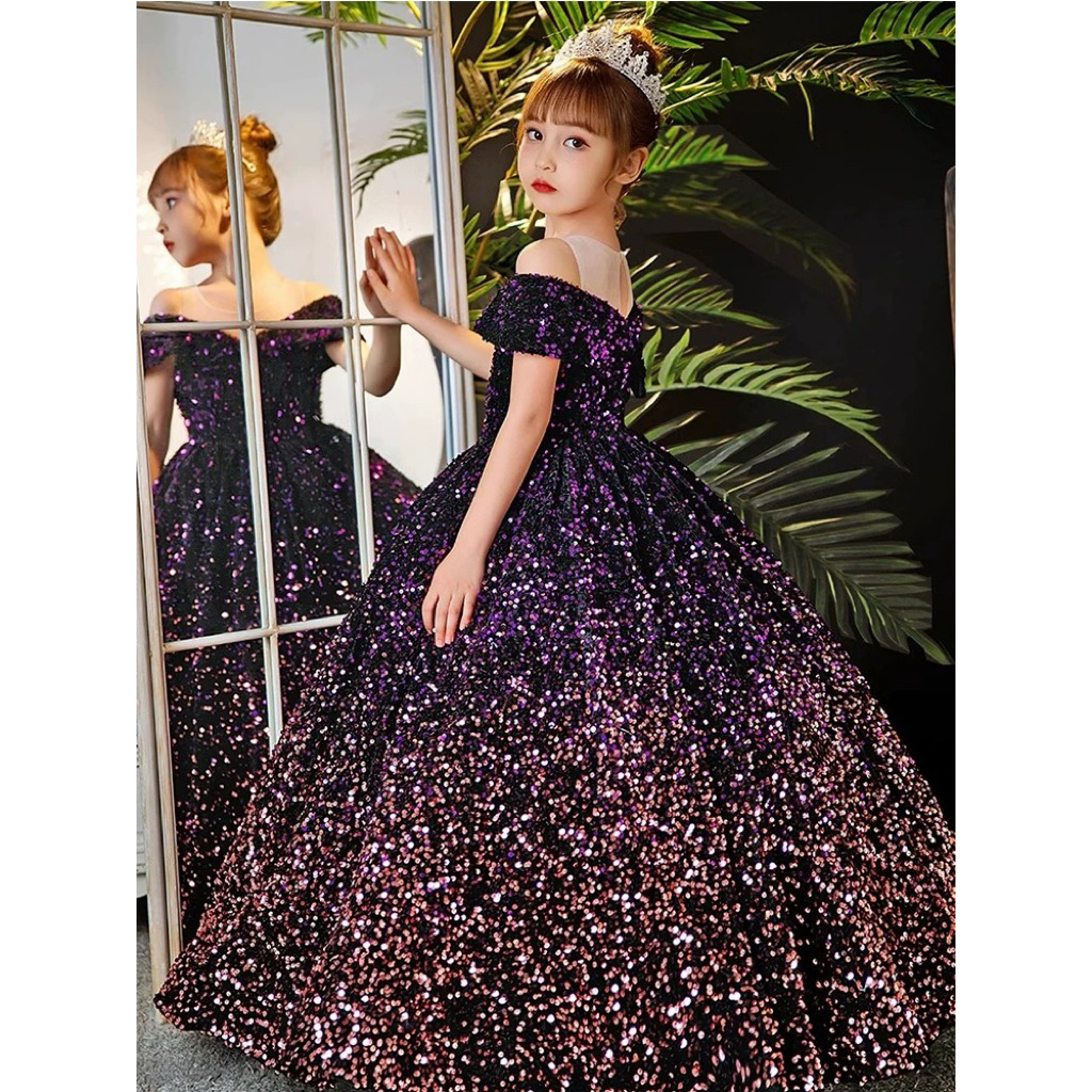 Dress Pesta, Dress Natal, Gaun ulang tahun anak perempuan, gaun putri, gaun pertunjukan piano anak-a