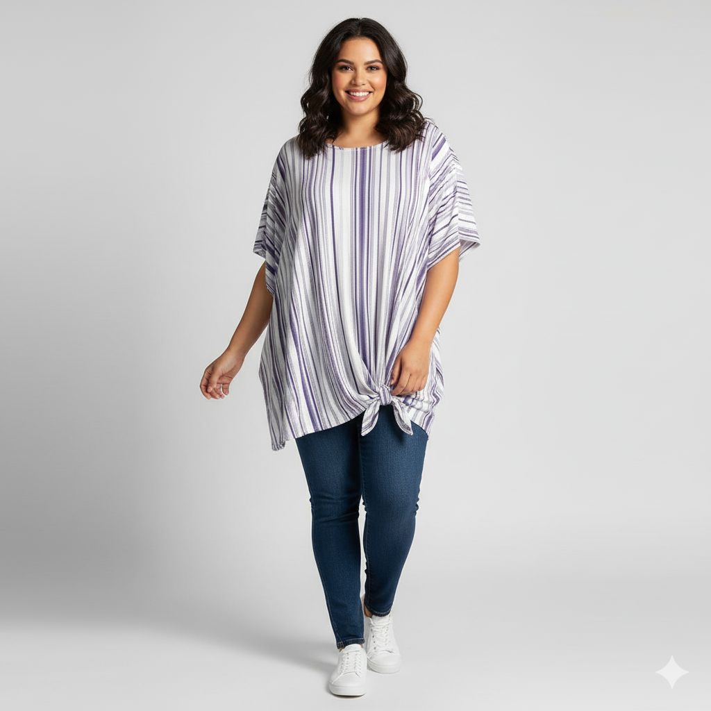 Blouse tunic Striped Lane bryat Atasan tunik bergaris Bigsize branded wanita