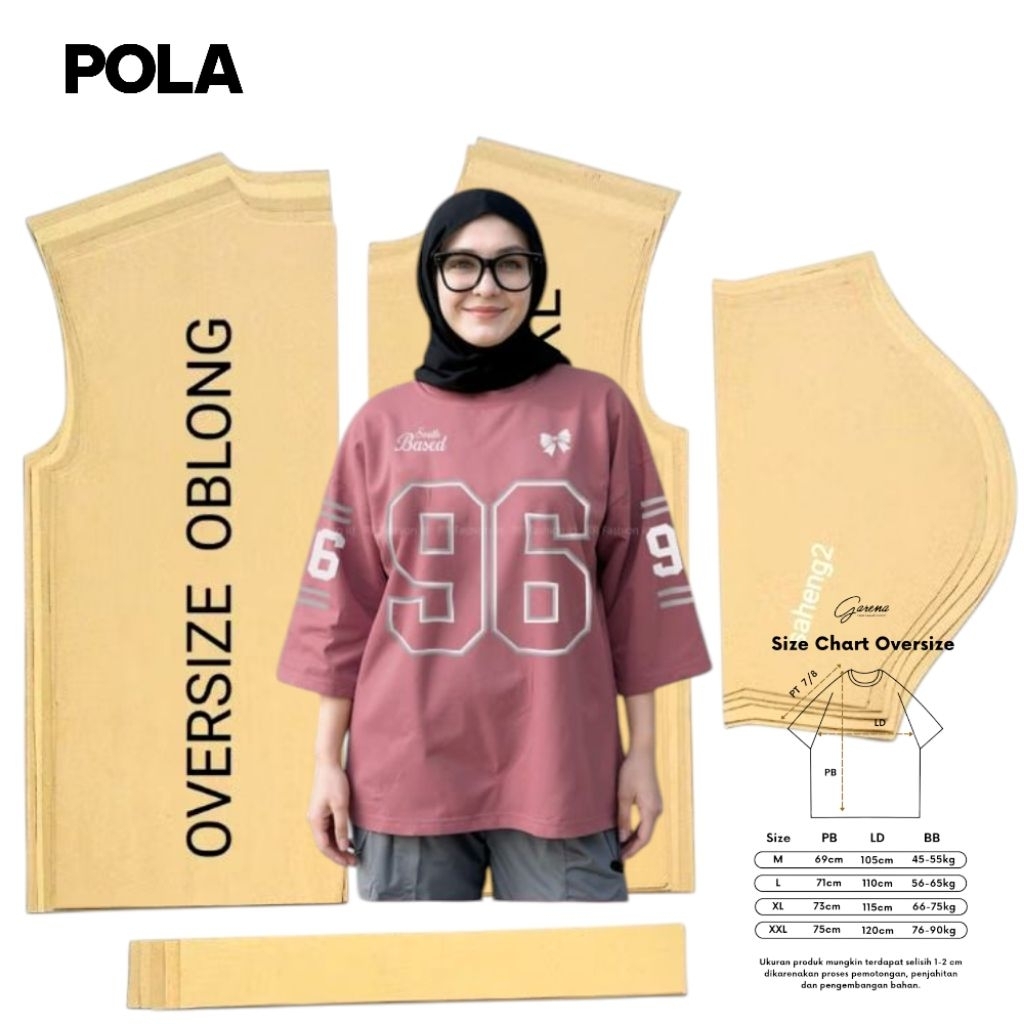 POLA INSTAN T-SHIRT OVERSIZE 7/8 KAOS OVERSIZE CEWEK