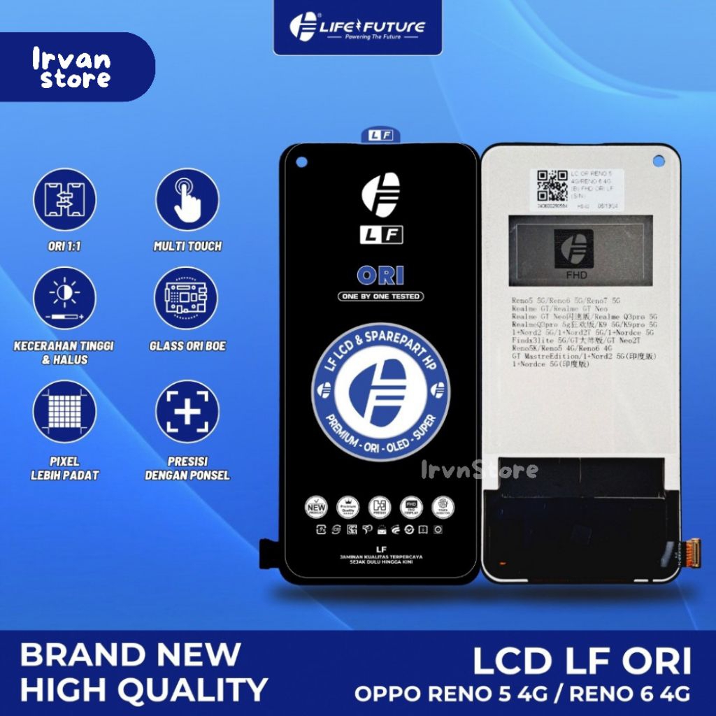 LCD OPPO RENO 5 4G / 6 4G OLED FINGERPRINT ON GARANSI FULLSET TOUCHSCREEN