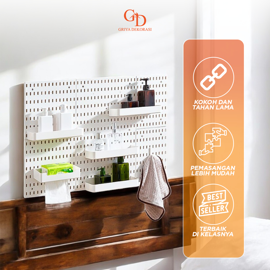 Peg Hole Board / Piring Dinding / Rak Gantung Meja Kerja Dapur Rumah Lemari Penyimpanan DDB