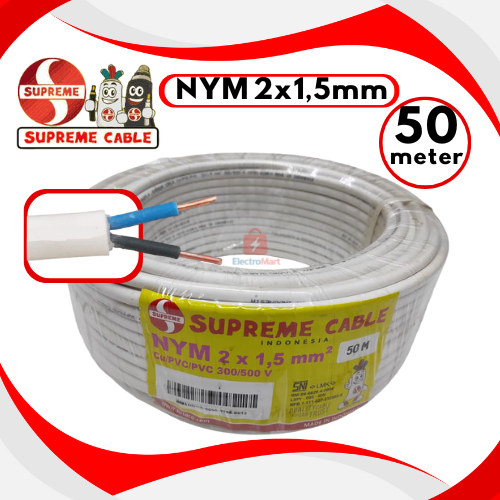 Kabel SUPREME NYM 2x1.5 2x1,5 mm 50M Meter - kabel supreme nym 2 x 1.5 mm (1 roll 50 meter ) - supre