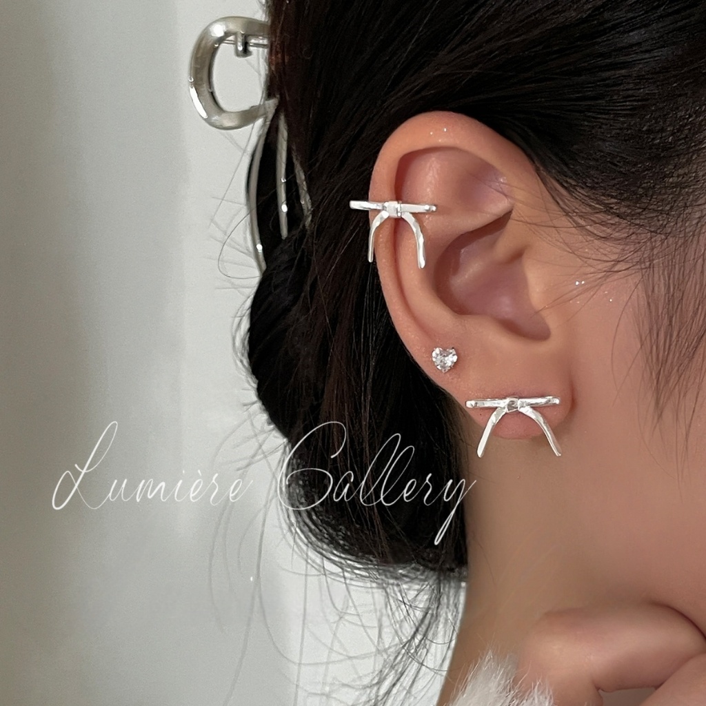 S925 jarum perak ceruk busur logam stud anting-anting klip telinga anting-anting klip tulang telinga