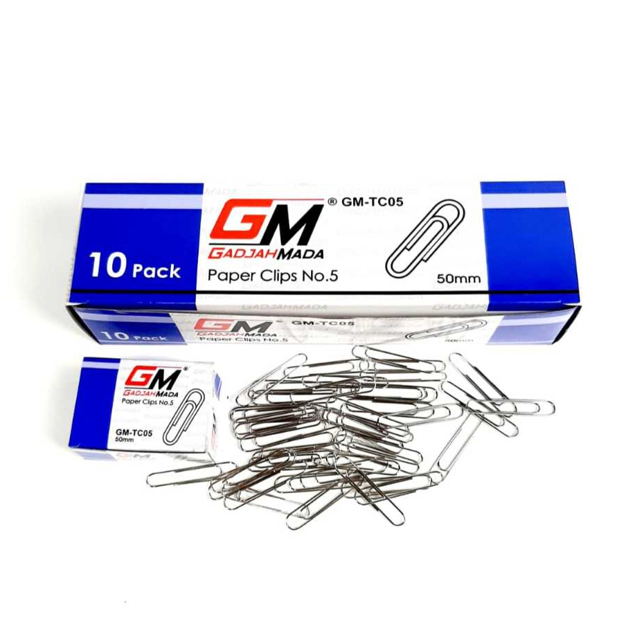 Harga ( 1Dus/10BOXE) Paper Clip Jepitan Kertas NO-5 GADJAH MADA GM-TC05