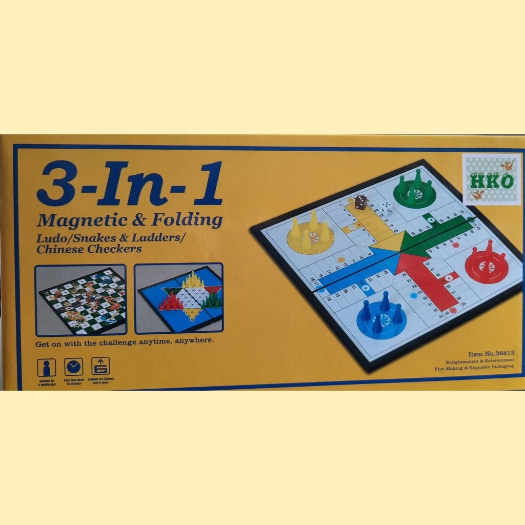 MAINAN PAPAN MAGNET 3 IN 1 - LUDO - HALMA - ULAR TANGGA