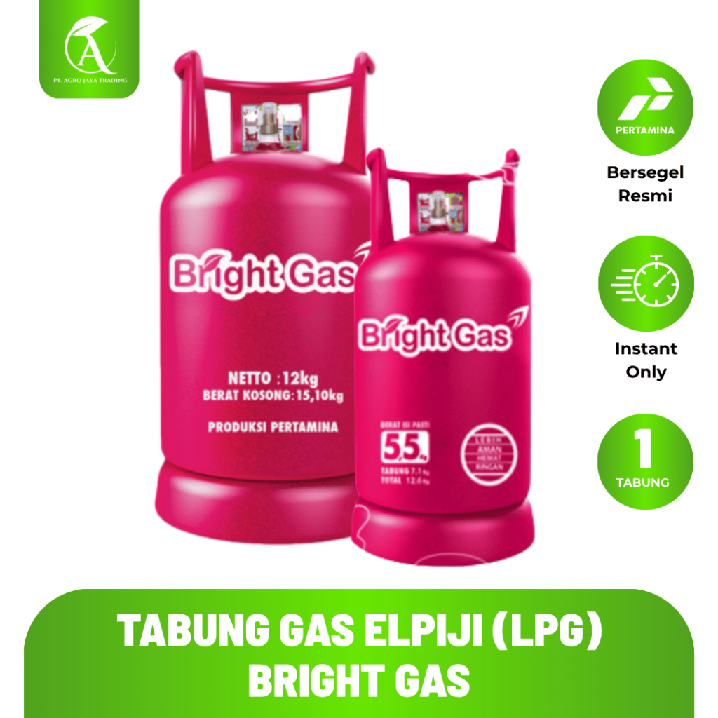 Tabung Gas Elpiji LPG Bright Gas 12Kg 5.5Kg + Isi Ulang Segel Resmi Instant Only