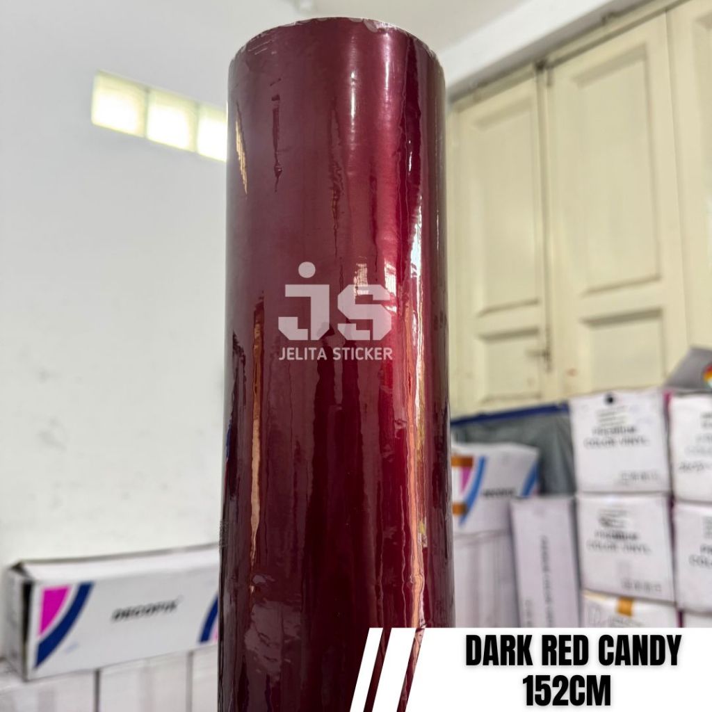 Skotlet Merah Gelap Candy Lebar 150cm / Sticker Dark Red Candy Mettalic Glossy 152cm
