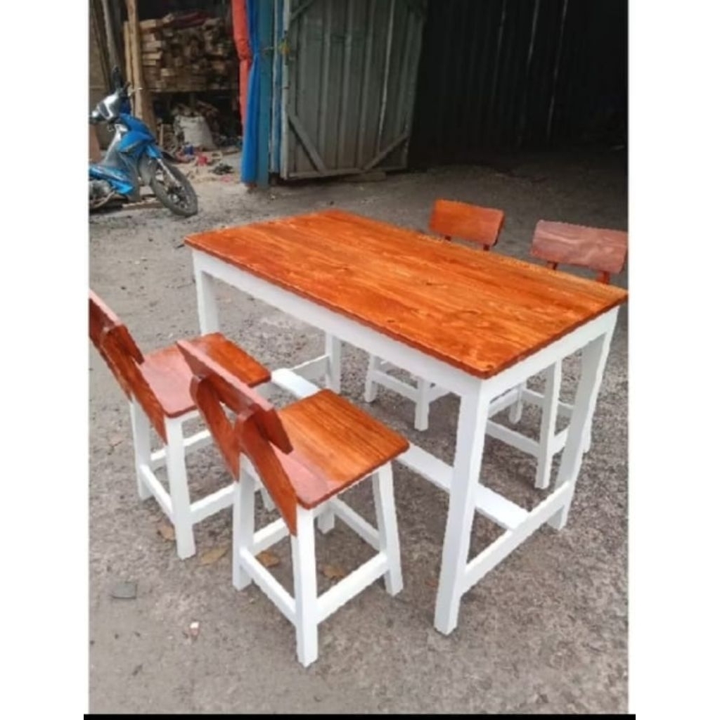 meja makan cafe resto+4 kursi sender