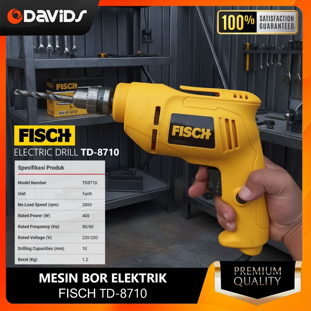 Mesin Bor Listrik Tangan Alat Bur 10mm Fisch TD 8710