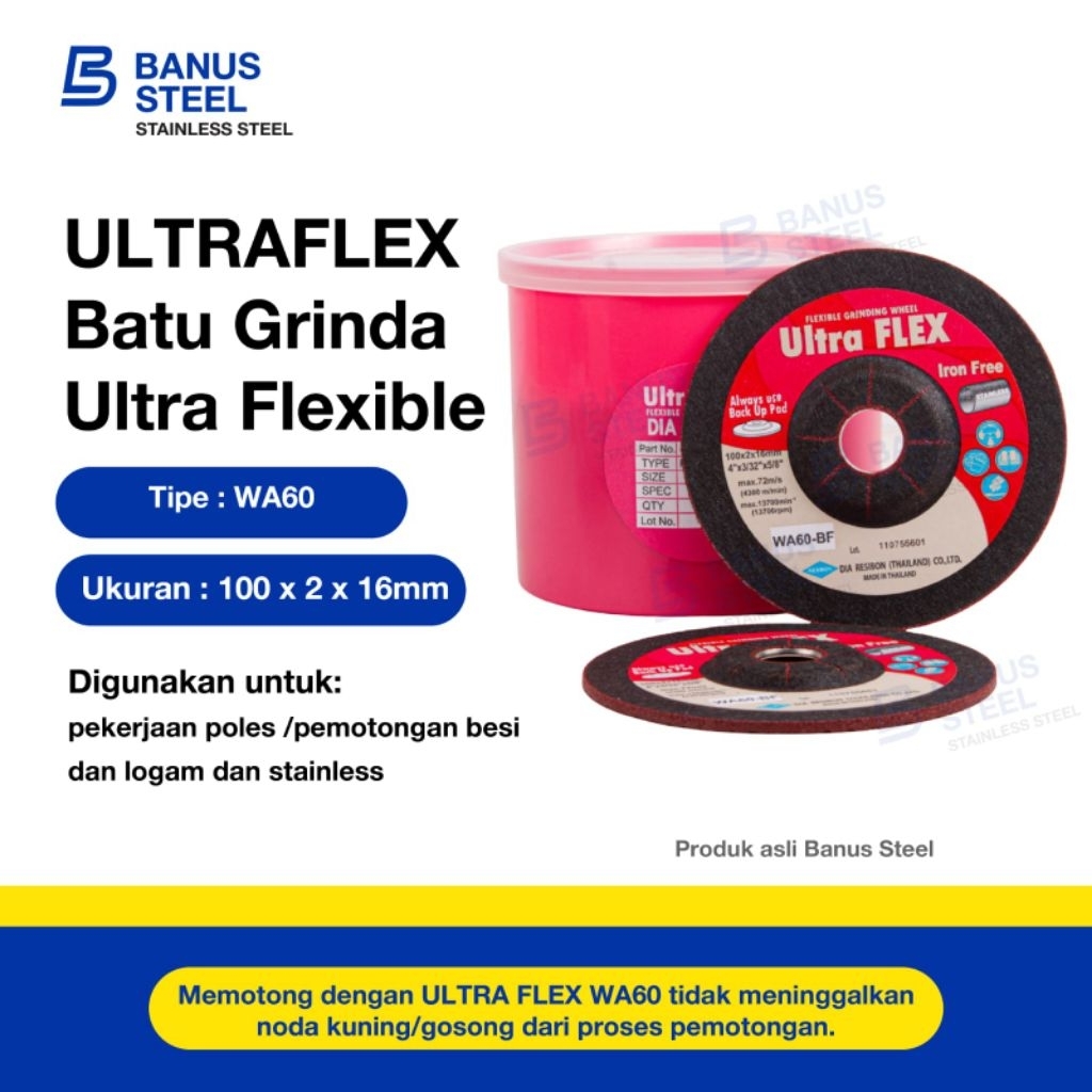 Ultraflex mata gerinda Wa 60-bf flexible diameter 4" inch batu gerinda batu potong poles ultraflex