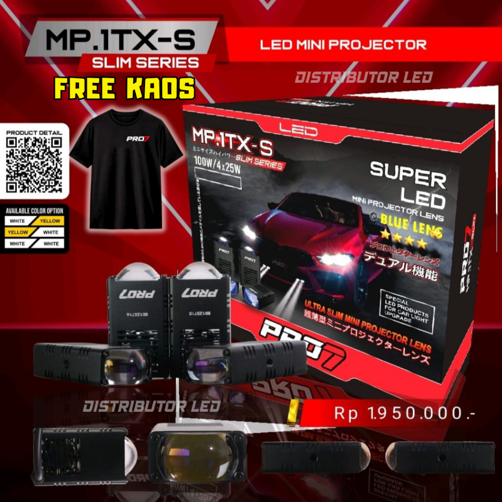 [BONUS KAOS] MINI PROJECTOR PRO7 MP 1TX MP1TXS MP.1TX-S MP 1TX -S SLIM SERIES PRO7 PRO 7 100 WATT