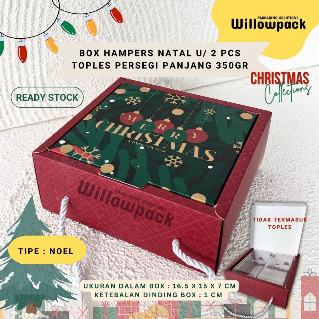 [5 PCS NOEL] DUS NATAL ISI 2 TOPLES 350GR PERSEGI PANJANG BOX CHRISTMAS HAMPERS KUE KERING COOKIES M
