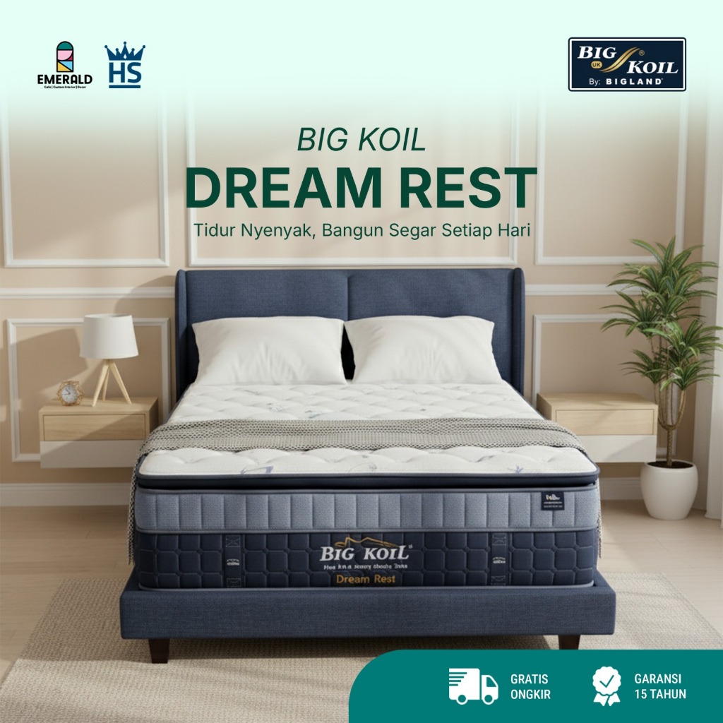 Spring Bed Bigkoil DreamRest – Kasur Support Tulang Belakang | Super Nyaman |  Anti Bacterial