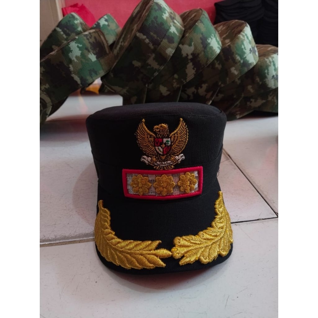 TOPI KOMANDO GUBERNUR GARUDA BILIK MELATI 3 CUSTOM BORDIR TIMBUL