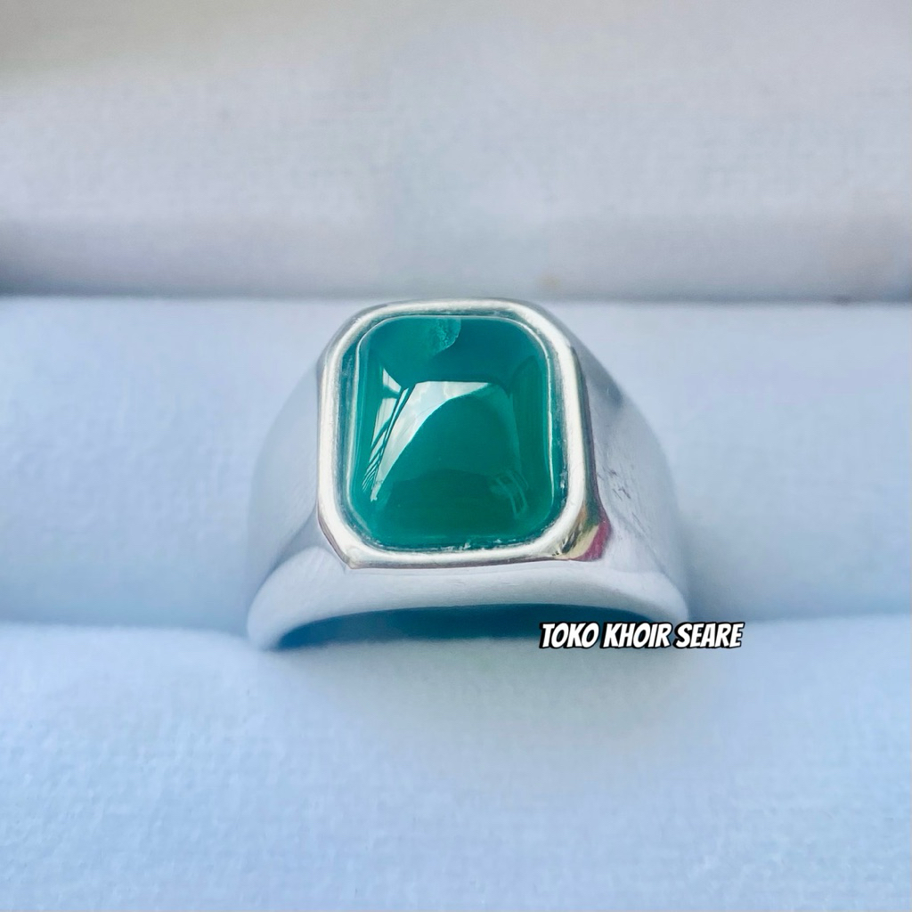 Cincin Batu Akik Bacan Doko Taiwan Kotak Natural 10x12 Supeer Mewah Minimalis