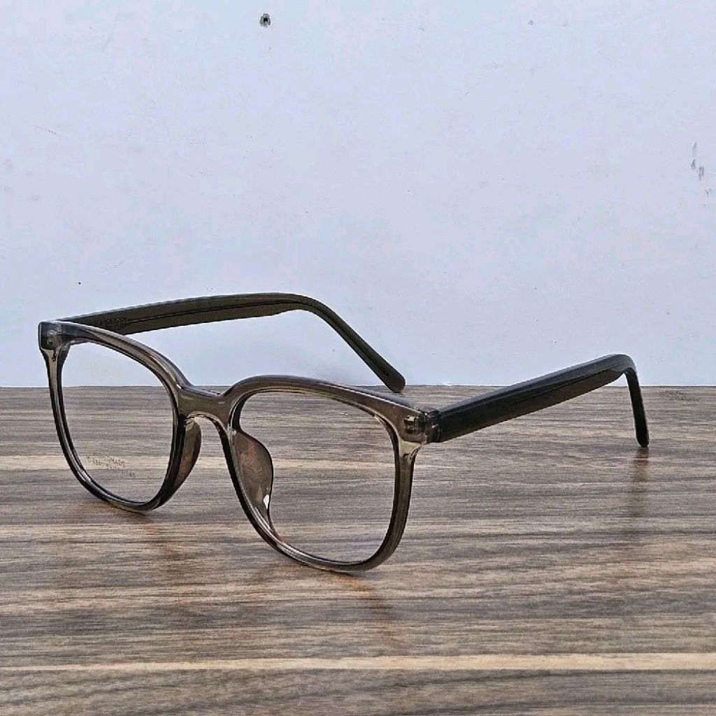 frame kacamata pria wanita kotak D6840 eyewear coklat transparan bisa lensa Blueray Photocromic Blue