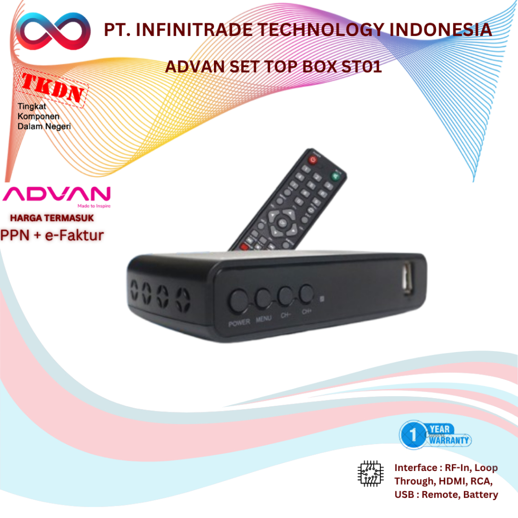 Advan Digibox STB Set Top Box TV Digital ST01 - 1080p HD Streaming