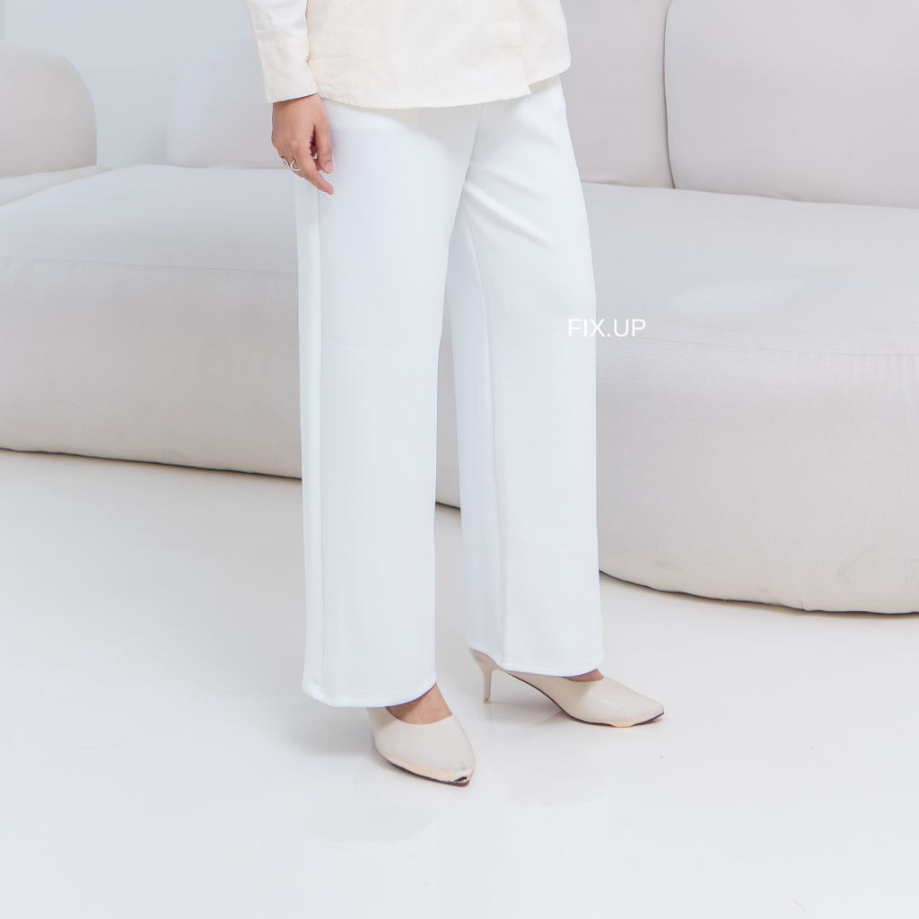 FIXUP - Kulot Putih Celana Kulot Panjang Celana Jumbo Highwaist Kulot Scuba Pants Celana Kerja