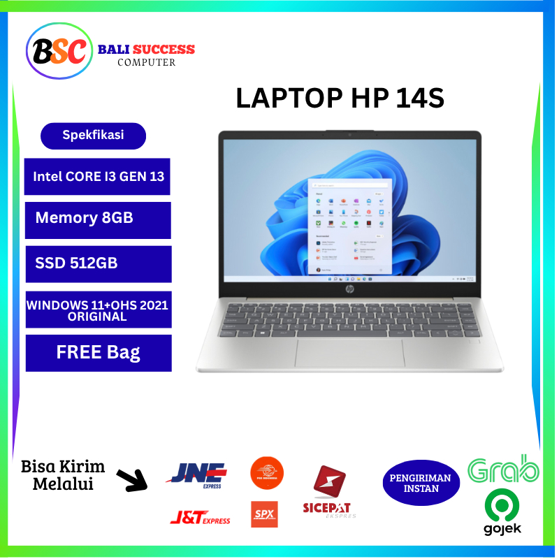 LAPTOP HP 14S INTEL CORE I3 1315U RAM 8GB SSD 512GB WINDOWS 11+OHS