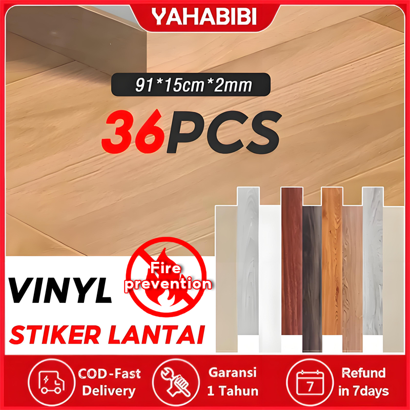 YAHABIBI 1 BOX (36 Pcs) Floor Vinyl Lantai Stiker Lantai kayu parquet Dengan Lem Sticker Vinyl Lanta
