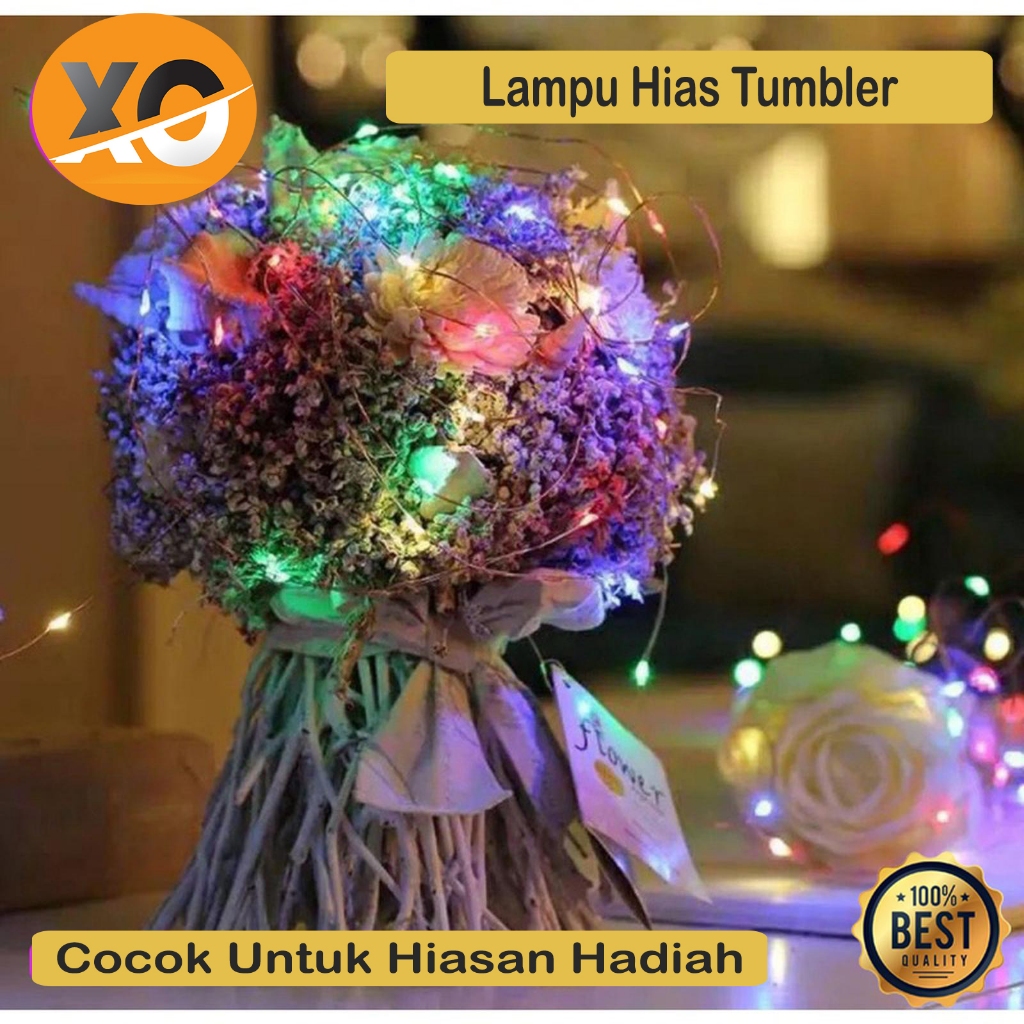Lampu Led Kawat Tumblr Baterai 1 Meter 10 LED Tembaga Indoor & Outdoor Mode Kelap Kelip Cepat Lambat
