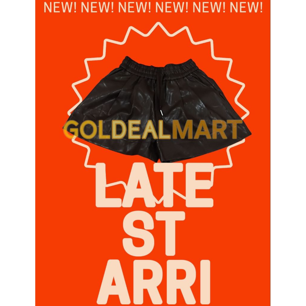 Celana pendek wanita trendi bahan kulit warna coklat cokelat dark brown leather hotpants