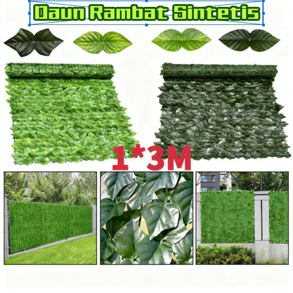 Stok Baru Daun Rambat Sintetis/Plastik Dinding Rumput Buatan/Rumput Pagar Privasi Pagar Layar