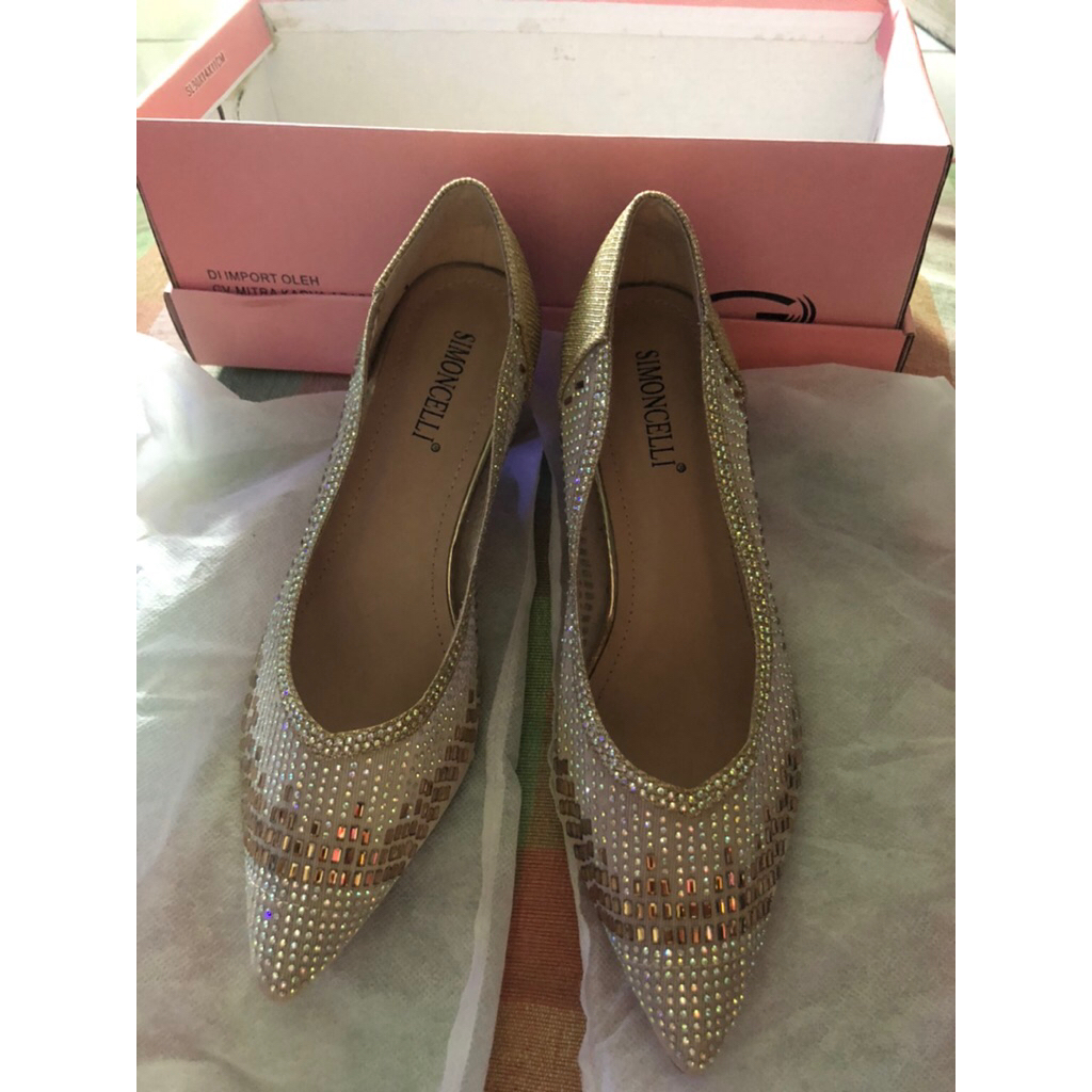 PL HEELS WANITA SIMONCELLI ORIGINAL SIZE 38 (size besar) INSOLE 25.5cm TINGGI HAK 7cm