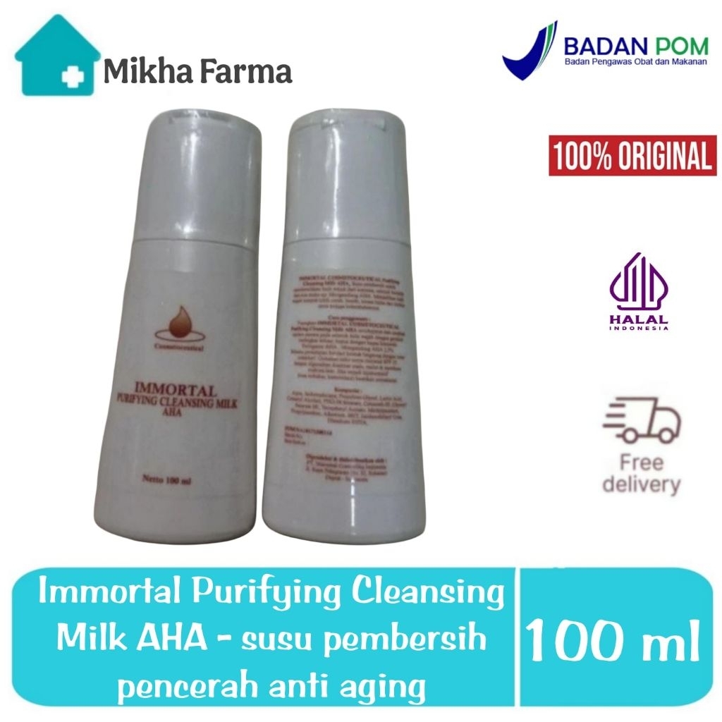 Immortal Purifying Cleansing Milk AHA - susu pembersih wajah - pencerah / anti aging - BPOM