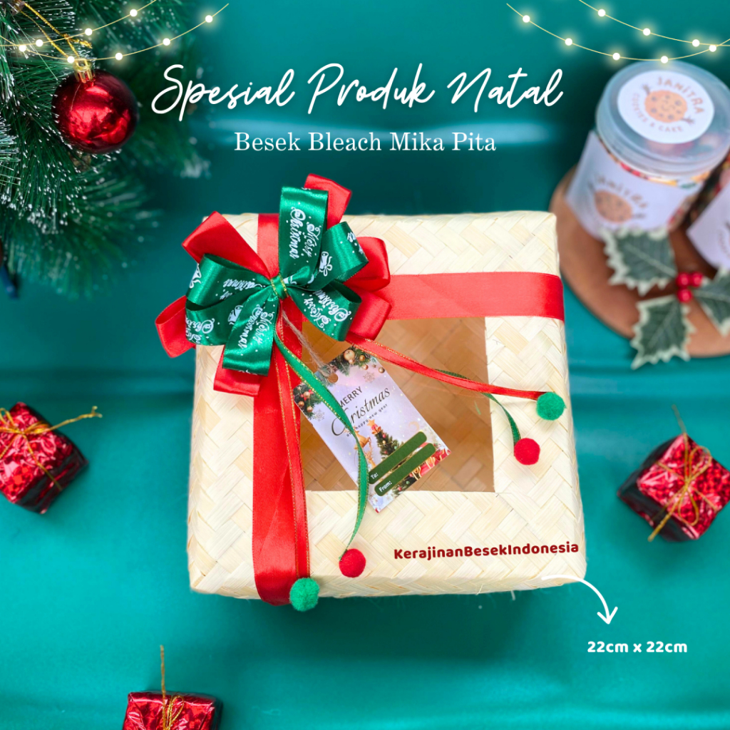 BOX BINGKISAN HAMPERS NATAL PITA UNIK FREE TAG Besek mika bleach toples tabung kado parse christmas