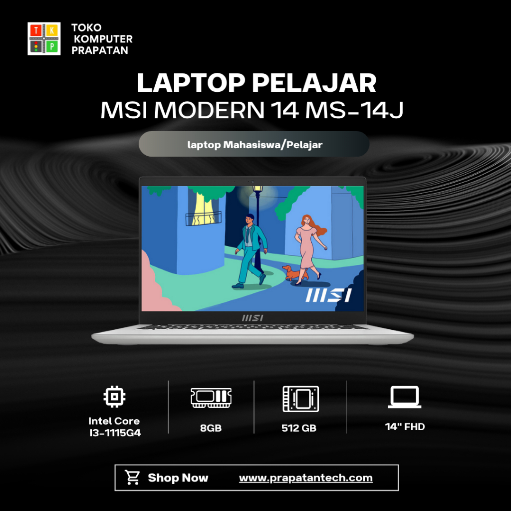 Laptop MSI Modern 14 MS-14J/Core i3-1115G4/8GB/256GB/14"/W11+OHS