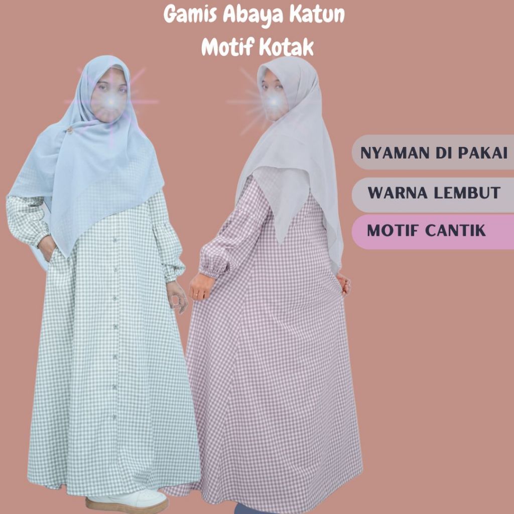 Gamis Syari gamis kotak kotak terbaru baju gamis wanita Abaya Katun gamis kotak kotak wanita Dress