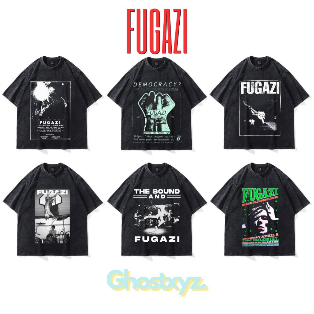 Ghostxyz T-Shirt Fugazi Wash Oversize Vintage Tee Baju Kaos