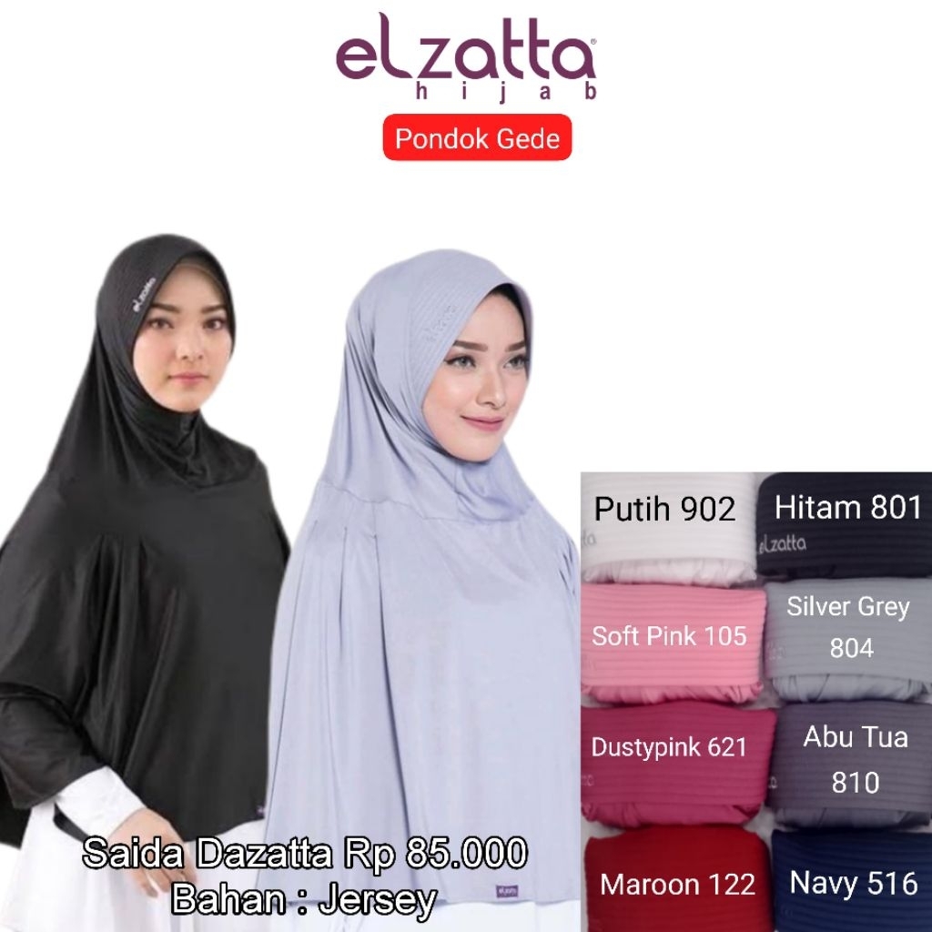 ELZATTA - Bergo Saida Dazatta - Hijab Jilbab Kerudung Bergo Instan Jumbo Polos Jilbab Panjang Syar'i