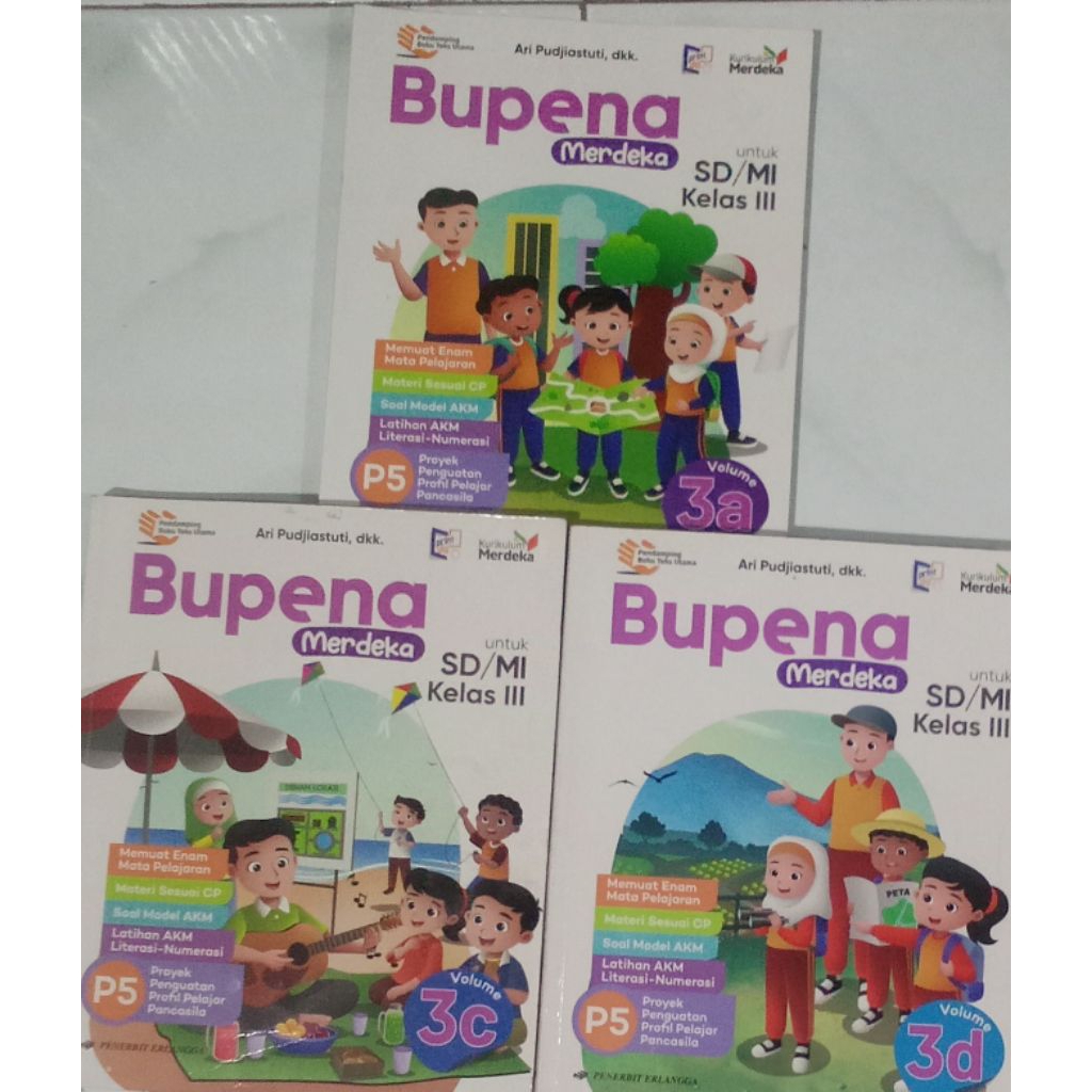Bupena merdeka vol 3a, 3c, 3d, SD/MI Kelas 3 Kurikulum Merdeka (Bekas)