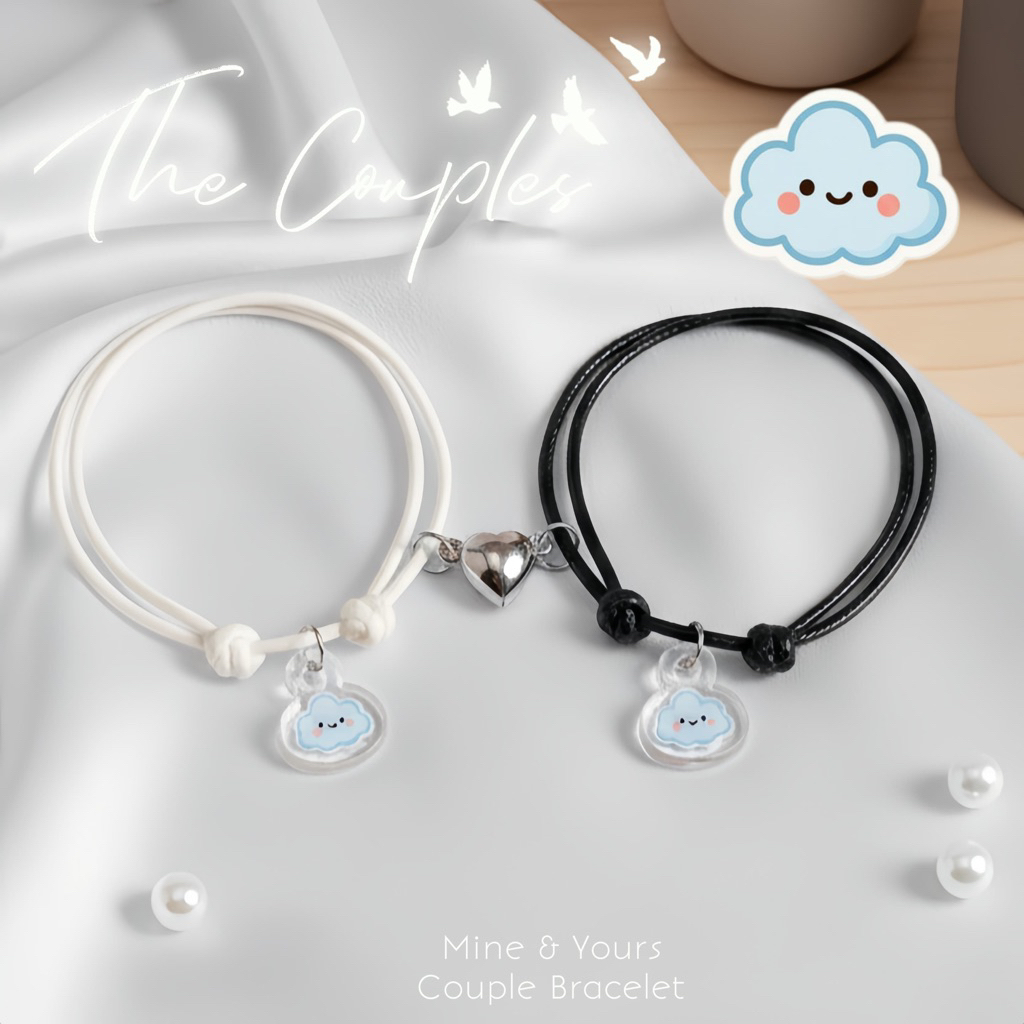 NEW Gelang Couple Magnet Liontin Cloud Couple Lucu Kekinian Sepasang | Couple Bracelet | Gelang Coup