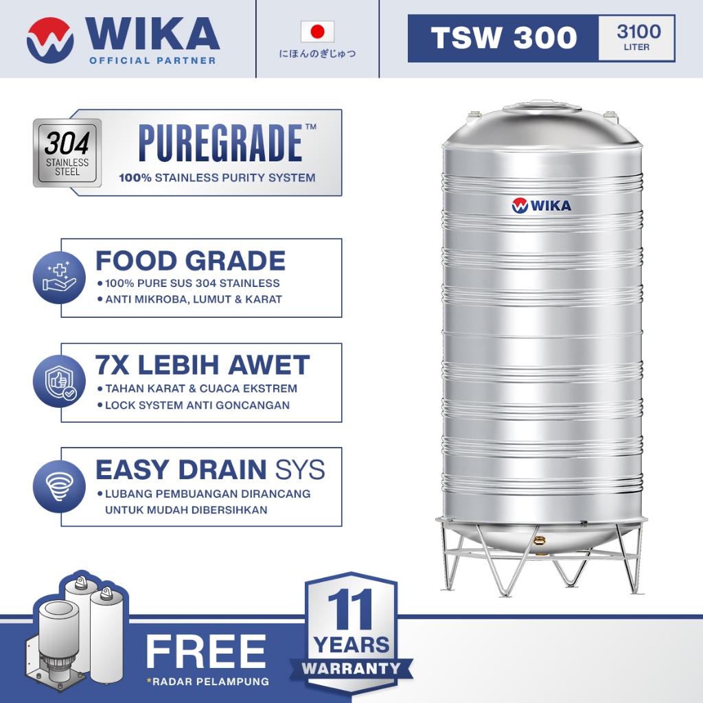 Tangki Air Stainless Wika 3100 Liter / Water Tank / Toren Air / Tandon Air