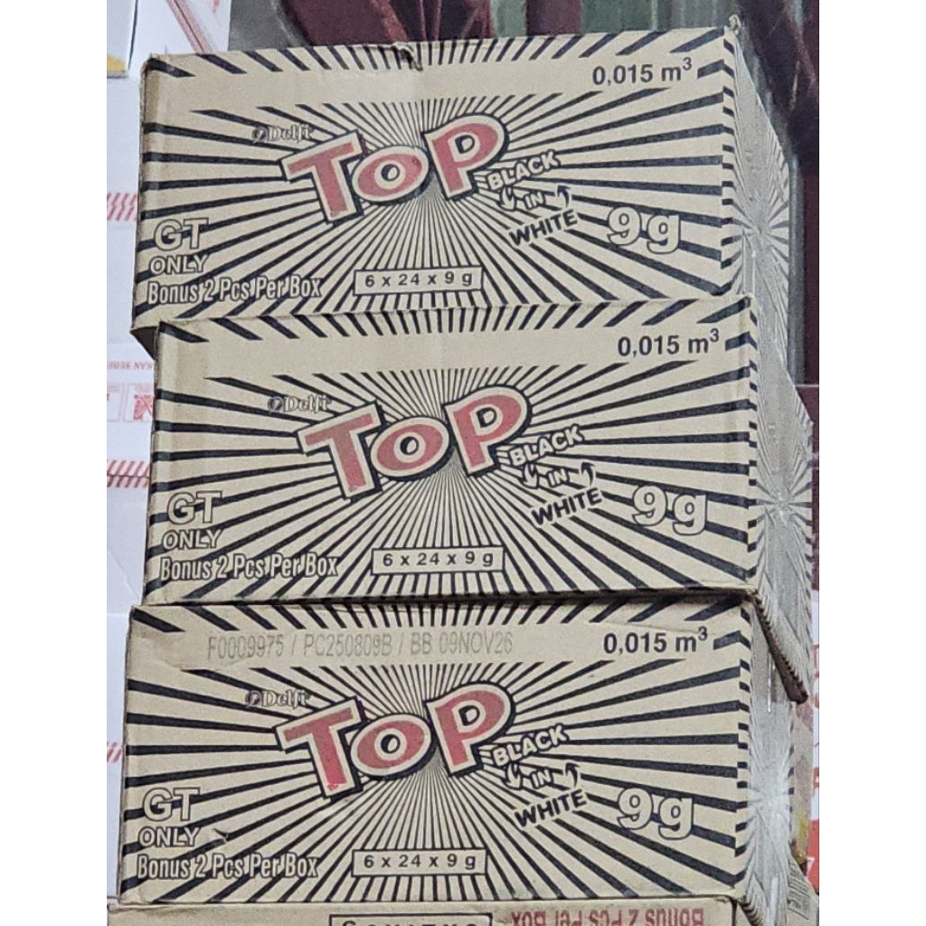 Delfi Top Black In White 9 gram Isi 24 Pcs [ 1 Dus Isi 6 Box ]