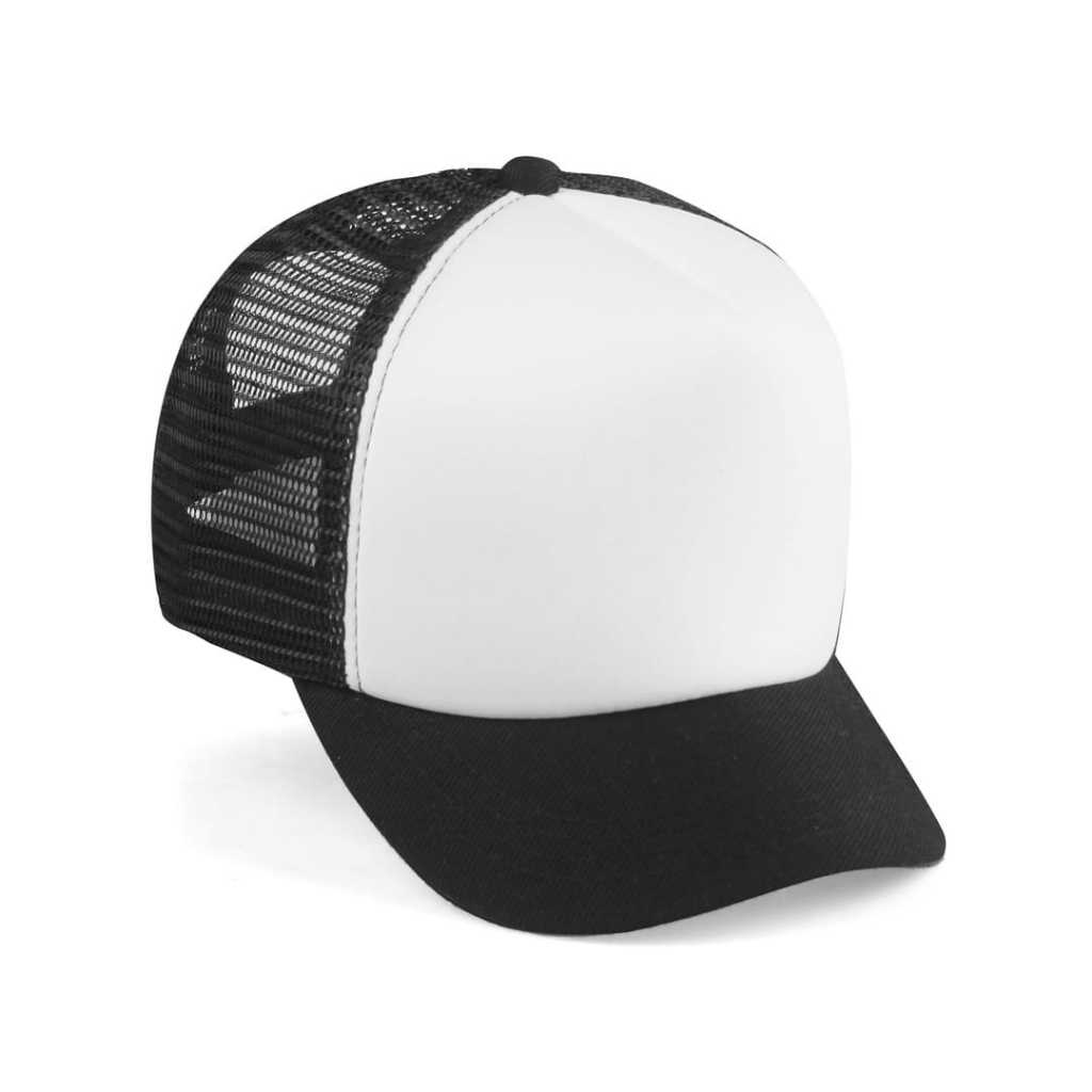 Topi Pria Jaring HItam Putih Klasik Visor Pendek - Trucker Hat Pet Pendek Casual Pria Wanita Dewasa