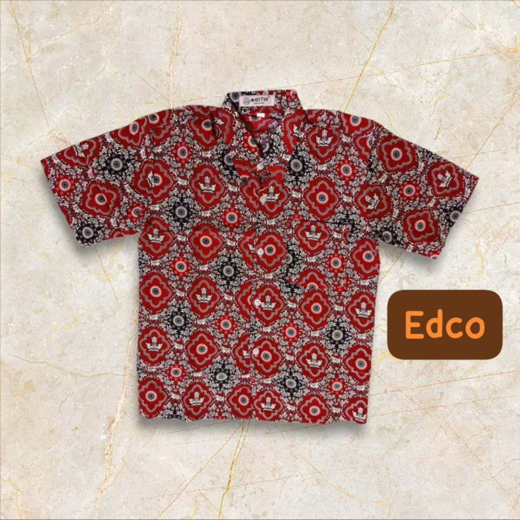 Baju Batik Nasional SD Warna Merah Lengan Pendek Seragam Sekolah SD Kelas 1-6