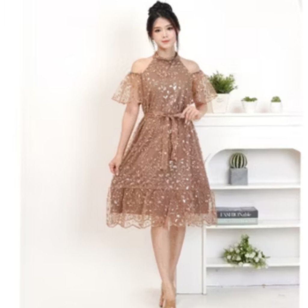 DS123 Dress kondangan wedding/baju wanita korean style