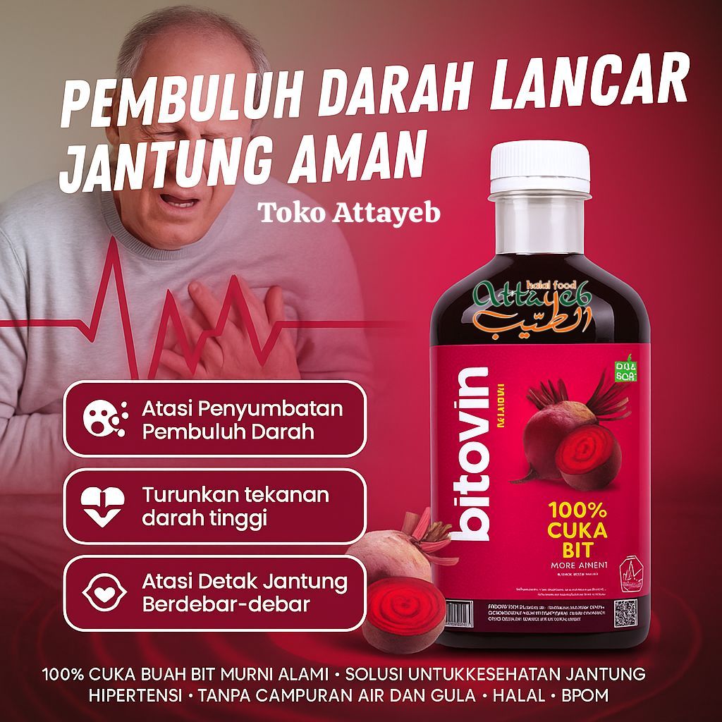 BITOVIN - Cuka Buah Bit Murni Alami - Solusi untuk Kesehatan Jantung - Hipertensi - Tanpa Campuran A