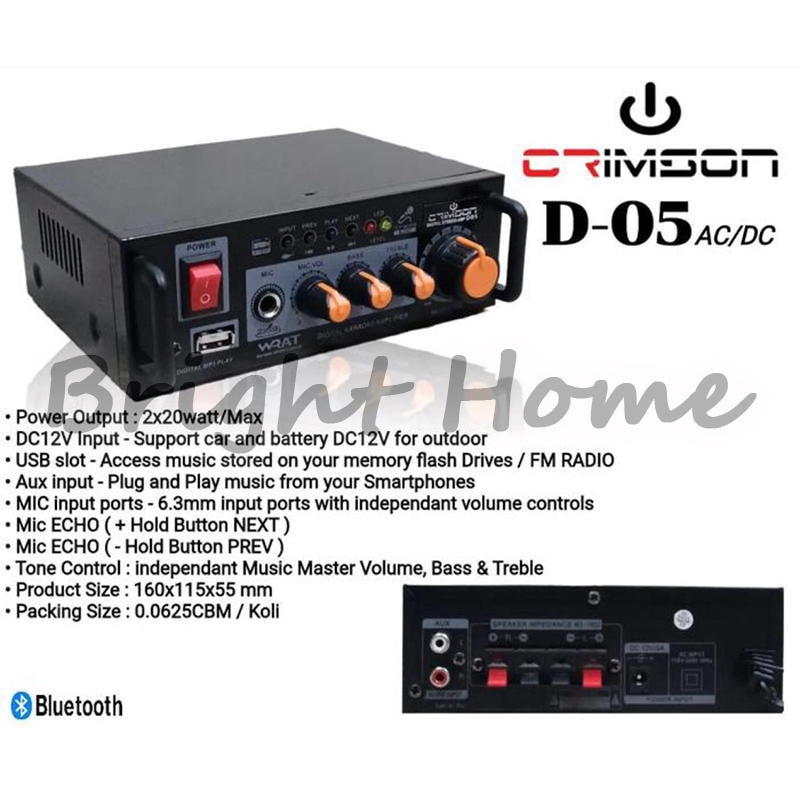 Power Amplifier Mini Bluetooth USB CRIMSON D-05