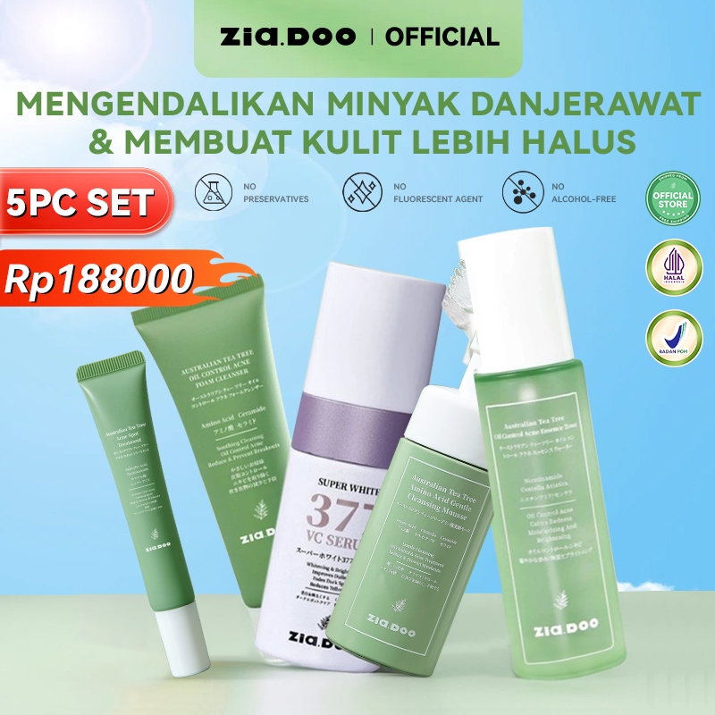 ZIA.DOO Sunscreen SPF50 PA+++ 30g + Super Whitening Serum 377 VC 20ml+Low pH Facial Wash 80g+Cleansi