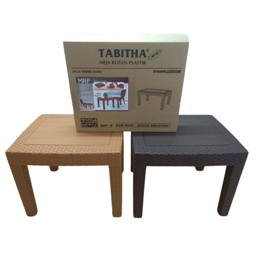 Tabitha Meja Plastik Meja Tabitha Rotan Plastik / Tabitha Meja Teras Meja Luar Ruangan