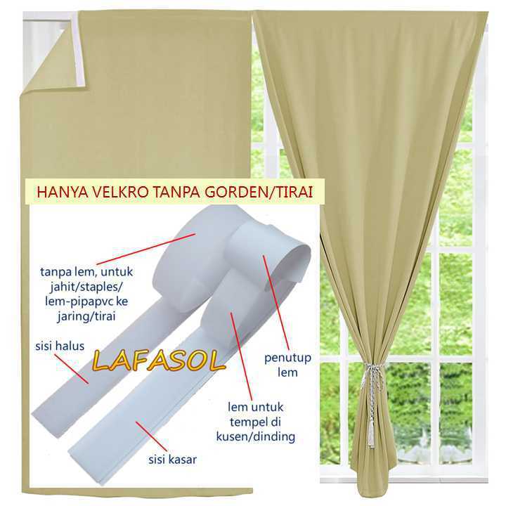 Velkro Tempel Jahit Sangkutan Gorden Tirai Vitrase Blackout Hordeng Korden Gordyn Jendela Pintu Kolo