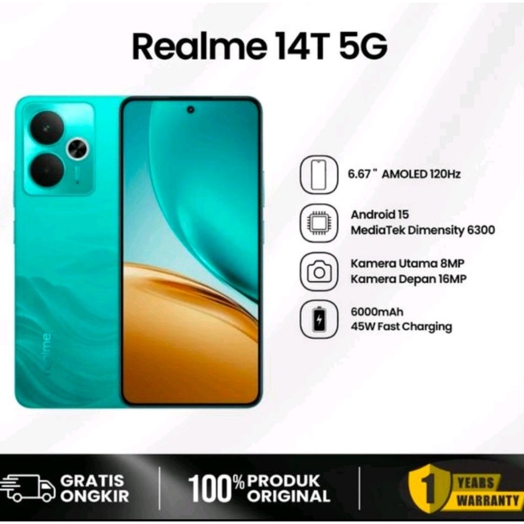 Realme 14T 5G NfC 8/256GB Garansi resmi