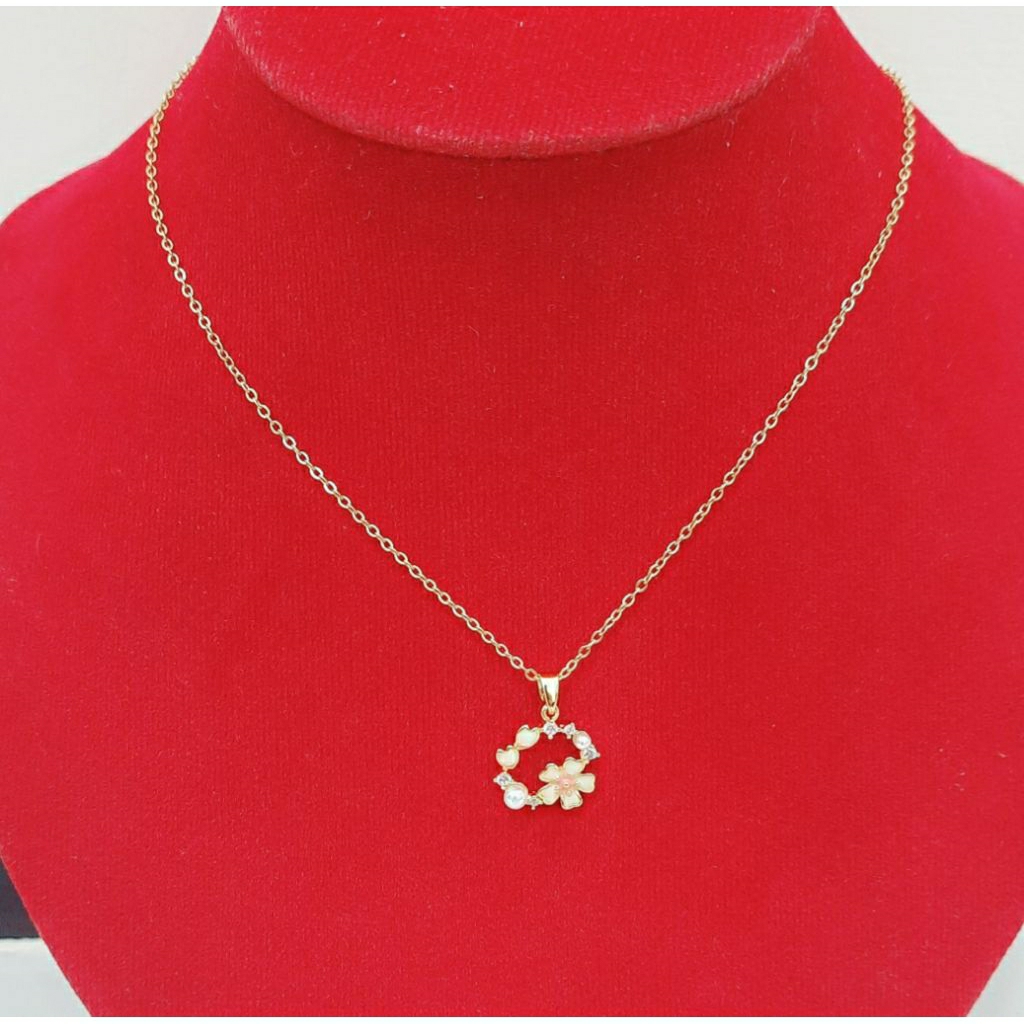 kuning emas 24k kalung wanita 45cm titanium anti karat