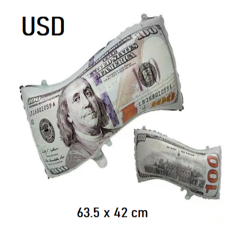 Balon foil uang duit 100 dollar USD money balloon 1pcs