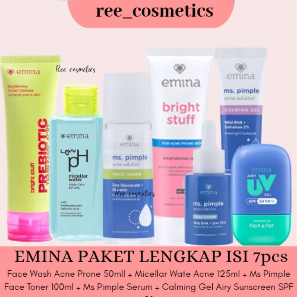 [LENGKAP ISI 7] EMINA 1 Set Lengkap Skincare Remaja Bright dan Acne